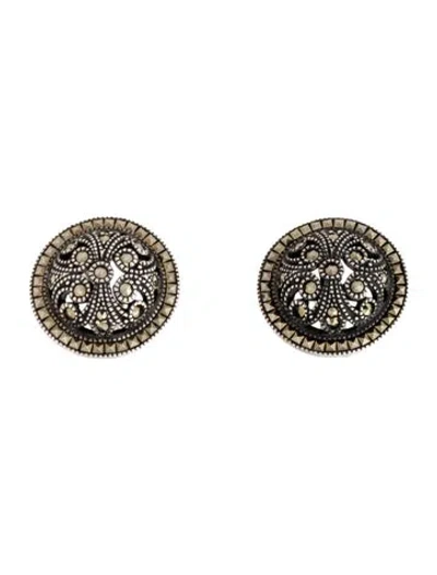 Pre-owned Judith Jack Marcasite Clip-on Earrings In Multicolor