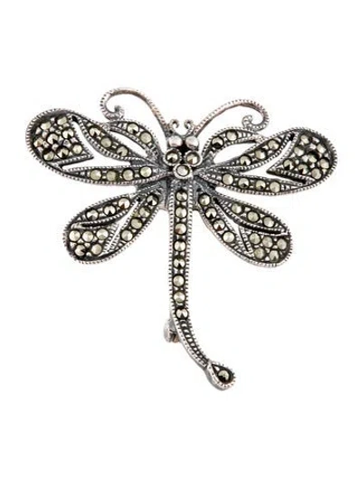 Pre-owned Judith Jack Marcasite Dragonfly Brooch In Multi