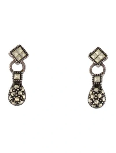 Pre-owned Judith Jack Marcasite Drop Earrings In Multicolor