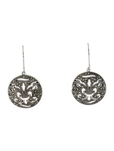 Pre-owned Judith Jack Marcasite Drop Earrings In Multicolor