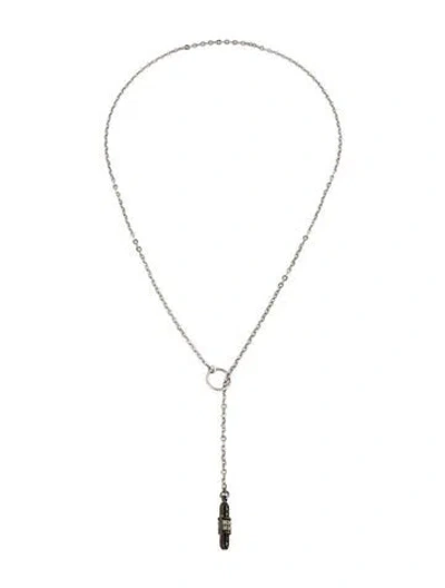 Pre-owned Judith Jack Marcasite Drop Lariat Necklace, 18" In Multicolor