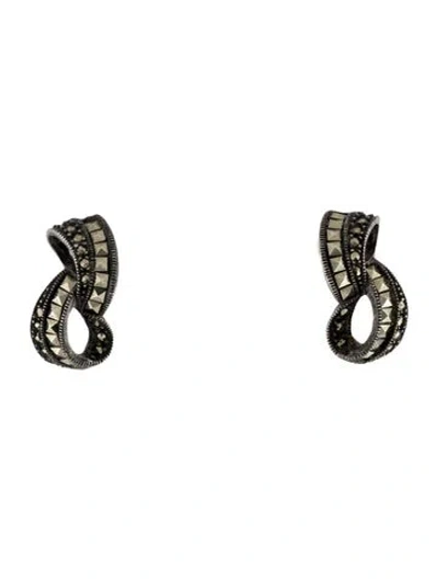 Pre-owned Judith Jack Marcasite Earclip Earrings In Multicolor