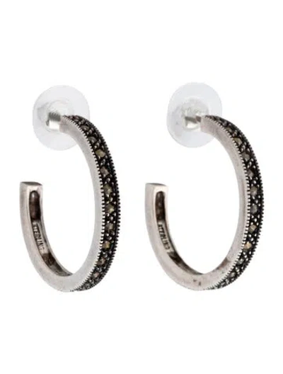 Pre-owned Judith Jack Marcasite Hoop Earrings In Multicolor