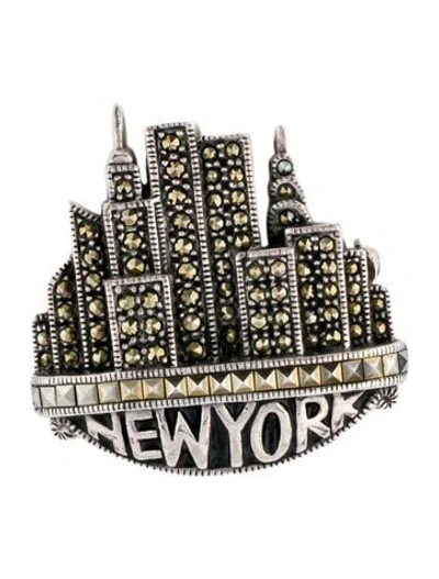 Pre-owned Judith Jack Marcasite New York Pin Brooch In Multi