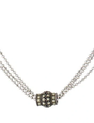 Pre-owned Judith Jack Marcasite Pendant Necklace, 15" In Multicolor