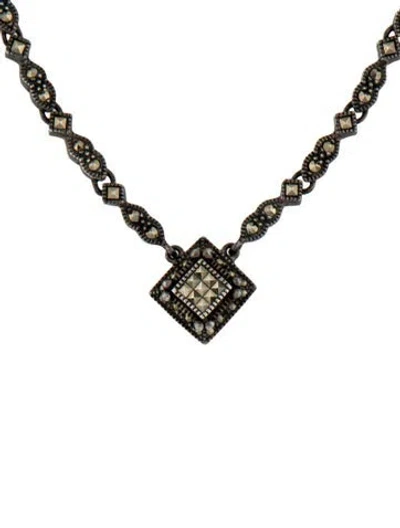 Pre-owned Judith Jack Marcasite Pendant Necklace, 16.5" In Multicolor