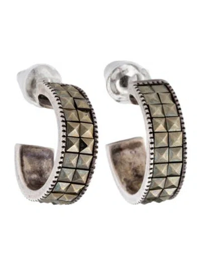 Pre-owned Judith Jack Marcasite Small Hoop Earrings In Multicolor