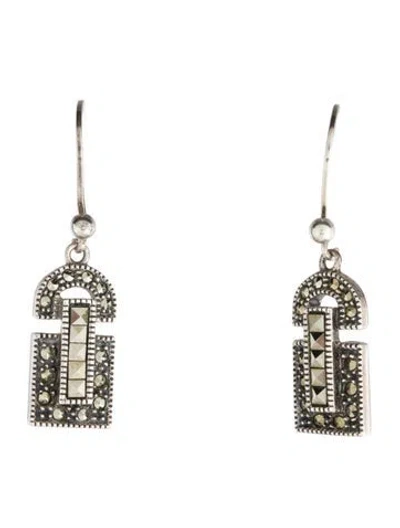 Pre-owned Judith Jack Marcasite Square Drop Earrings In Multi
