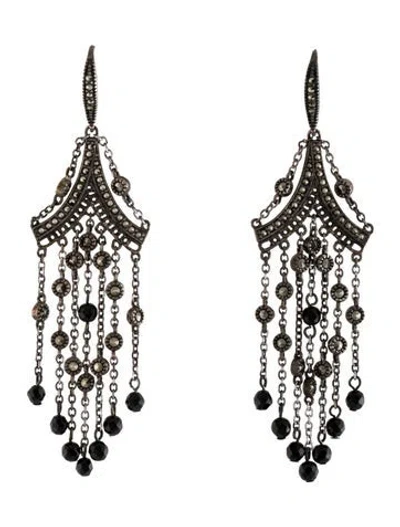 Pre-owned Judith Jack Onyx & Marcasite Chandelier Earrings In Multicolor