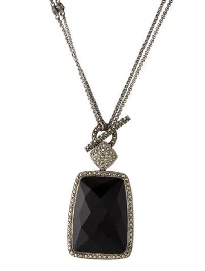 Pre-owned Judith Jack Onyx & Pyrite Toggle Pendant Necklace, 18" In Multi