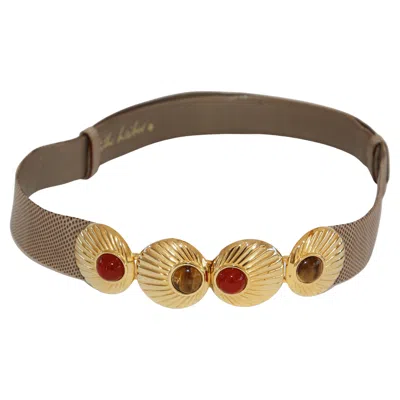 Pre-owned Judith Leiber 1980s  Beige And Gold Belt With Semi Precious Stones In Brown