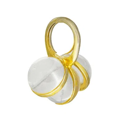 Pre-owned Judith Leiber 1980s  Plexi Glass Ring In Sand