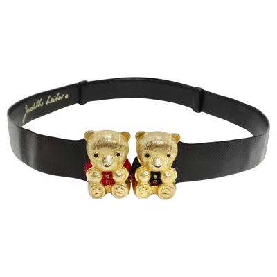 Pre-owned Judith Leiber 1980s Swarovski Teddy Bear Belt In Black