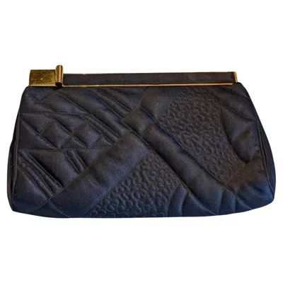 Pre-owned Judith Leiber 80's Black Satin Frame Clutch