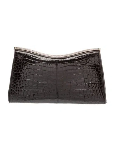 Pre-owned Judith Leiber Alligator Clutch In Black