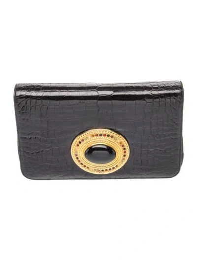 Pre-owned Judith Leiber Alligator Clutch In Black