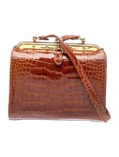 Pre-owned Judith Leiber Alligator Crossbody Bag In Brown
