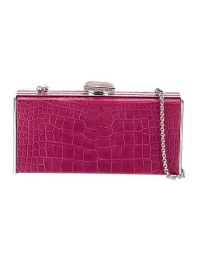 Pre-owned Judith Leiber Alligator Minaudière In Pink