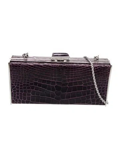 Pre-owned Judith Leiber Alligator Minaudière W/ Tags In Black