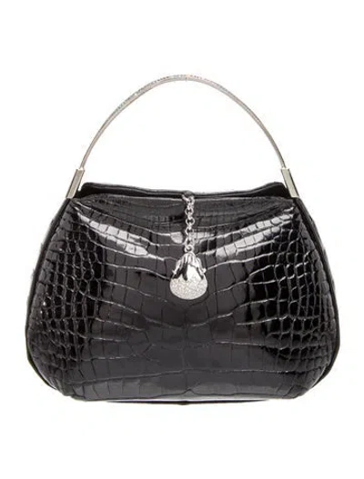 Pre-owned Judith Leiber Alligator Top Handle Bag In Black