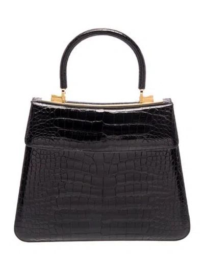 Pre-owned Judith Leiber Alligator Top Handle Bag In Black