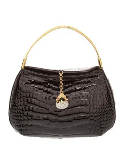 Pre-owned Judith Leiber Alligator Top Handle Bag In Black