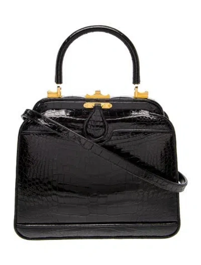 Pre-owned Judith Leiber Alligator Top Handle Bag In Black