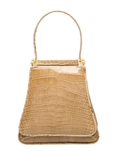 Pre-owned Judith Leiber Alligator Top Handle Bag In Neutral