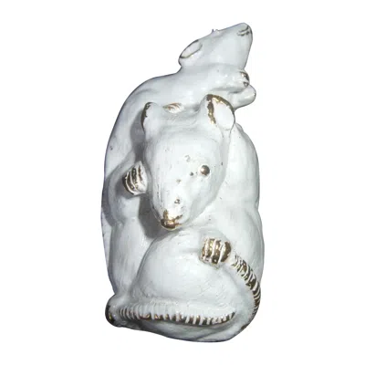Pre-owned Judith Leiber Avant-garde White Enamel Mouse Brooch C 1980s