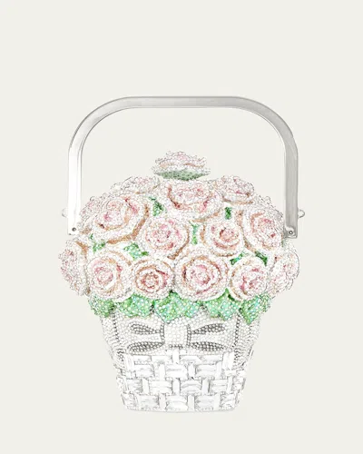 Judith Leiber Basket Of Roses Blush Bouquet Top-handle Bag In Silver Rhine Multi