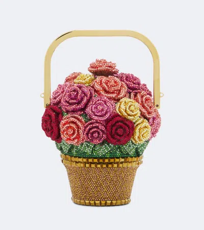 Judith Leiber Basket Of Roses Embellished Top-handle Bag In Multicoloured
