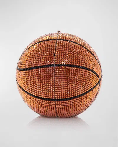 Judith Leiber Basketball Crystal Sphere Clutch Bag In Orange