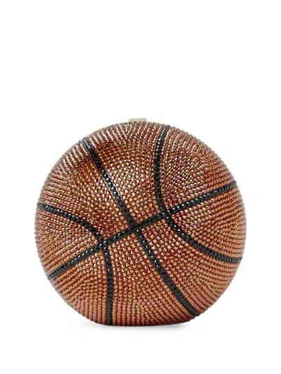 Judith Leiber Basketball Crystal-embellished Mini Bag In Brown