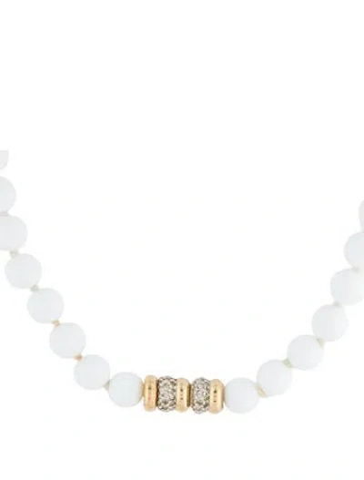 Pre-owned Judith Leiber Bead & Crystal Necklace, 16" In Clear/white