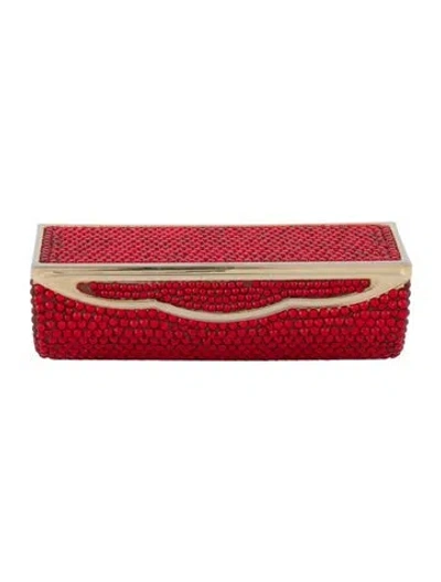 Pre-owned Judith Leiber Bejeweled Lipstick Case In Red