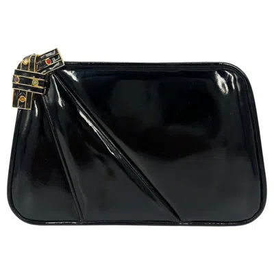 Pre-owned Judith Leiber Black Patent Leather Clutch