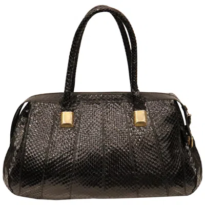 Pre-owned Judith Leiber Black Snake Skin Bag W/ Gold Details