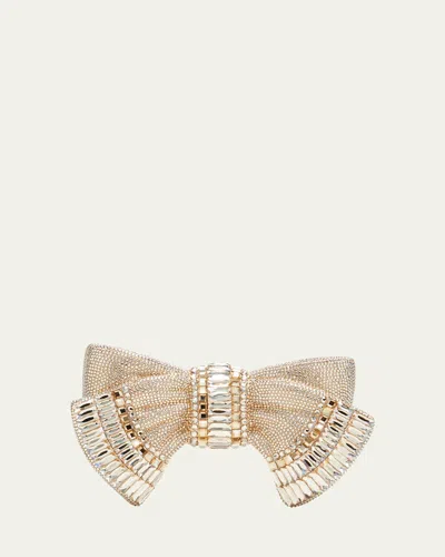Judith Leiber Bow Deco Crystal Minaudiere In Brown