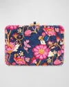 Judith Leiber Brocade Crystal Slim Clutch Bag In Champagne Dark Indig