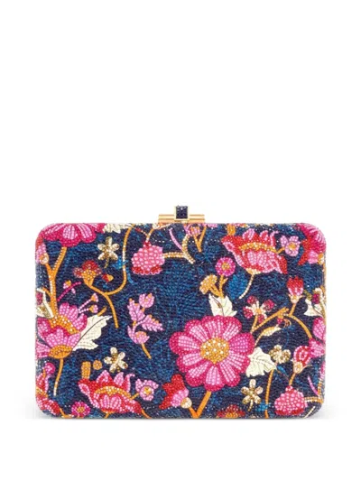 Judith Leiber Brocade Slim-slide Crystal-embellished Floral-pattern Clutch Bag In Multi