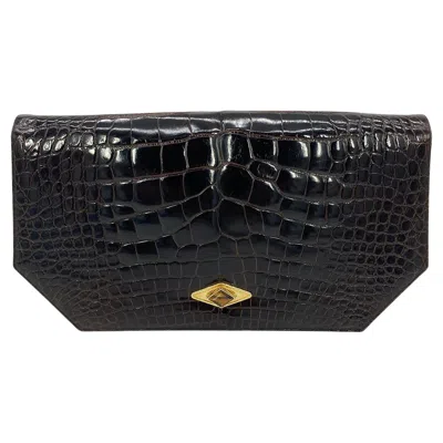 Pre-owned Judith Leiber Brown Alligator Clutch
