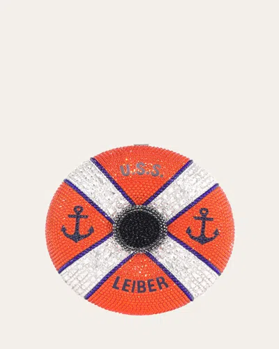 Judith Leiber By The Sea Crystal Minaudiere In Silver