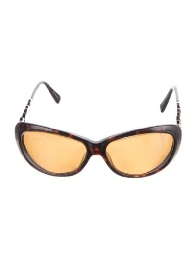 Pre-owned Judith Leiber Cat-eye Tinted Sunglasses In Brown