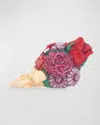 Judith Leiber Corsage Roses Clutch Bag With Chain Strap In Silver Siam Multi