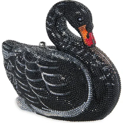 Judith Leiber Couture Black Swan Crystal Embellished Clutch