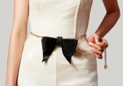 Judith Leiber Couture Bow Chain Belt In Black