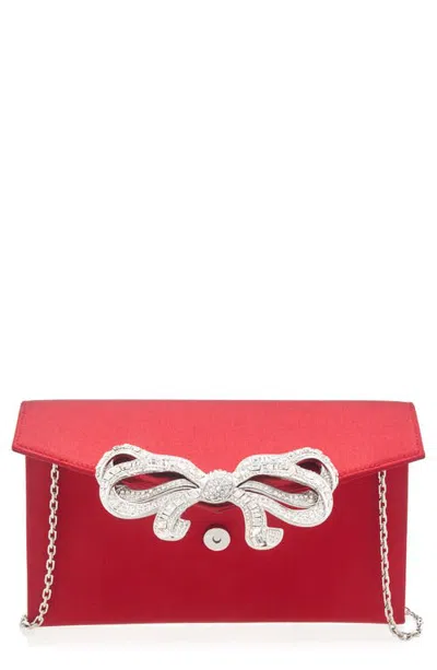 Judith Leiber Couture Bow Envelope Clutch In Silver Crimson