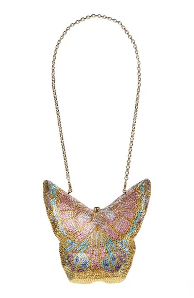 Judith Leiber Butterfly Serafina Crystal Embellished Clutch In Champagne Aurum Multi