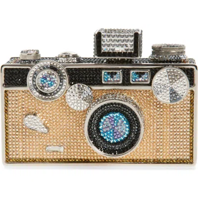 Judith Leiber Couture Click Crystal Embellished Camera Clutch In Silver Prosecco Multi