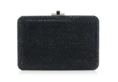 Judith Leiber Couture Crystal Embellished Slim Frame Clutch In Black